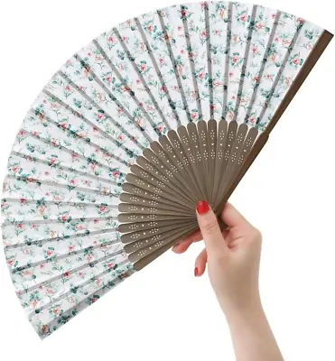 Women Pretty Hand Fan Bamboo Printed Pattern Folding Fan Wedding Party Themed • $12.99