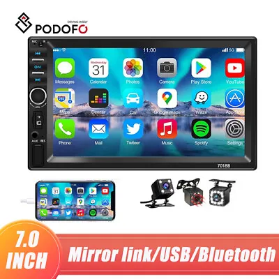 Double 2 Din Car Stereo Radio 7  Bluetooth USB AUX FM TF Touch Screen MP5 Player • £26.99