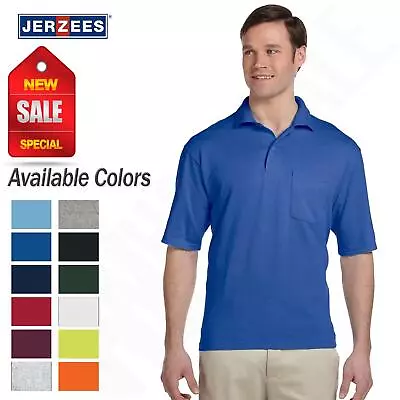 Jerzees Men's 50/50 Jersey Golf SpotShield Polo Shirt With Pockets 436P • $13.44