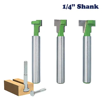 T-Slot Cutter Router Bit 1/4  Shank Keyhole For Wood Hex Bolt T-Track Slotting • $5.19