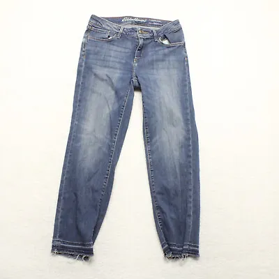 Eddie Bauer Women's Size 8 Blue Slightly Curvy Straight Leg Stretch Denim Jeans • $11.56