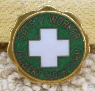 RARE VINTAGE SAFETY WORKER AWARD PIN Gilbert Clock Corp. Bastian Bros. ! • $168.52