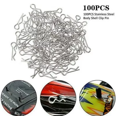 Silver 100pcs 1/10 1/8 Scale Body Clip Pins For RC HSP 110 18 Car Buggy Truck • £4.91