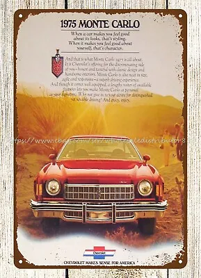 Plaques Wall Decor Living 1975 Autos Monte Carlo Autos Landau Metal Tin Sign • $18.98