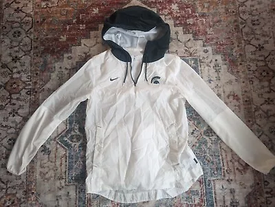 Nike Michigan State Spartans On Field Hooded Jacket Men’s MED White Windbreaker. • $35.89