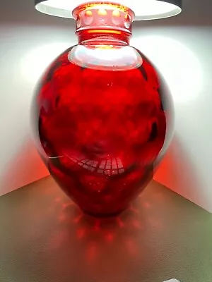 Wheaton Ruby Red Honeycomb Reverse Optic Glass Vase 8.25  Tall. Clean No Cracks • $29.99