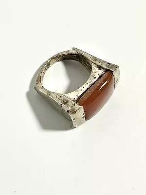 $38 • Buy Sterling Silver 925 Vintage Men's Carnelian? Ring 17g