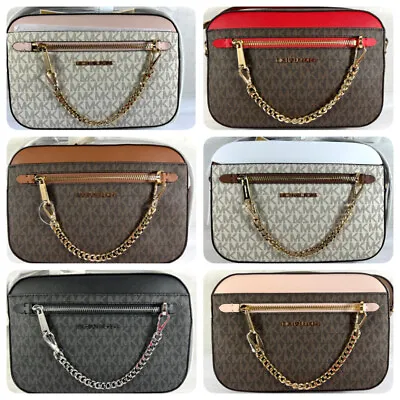 Michael Kors Jet Set East West Chain PVC Signature MK Large Crossbody Bag • $84.98