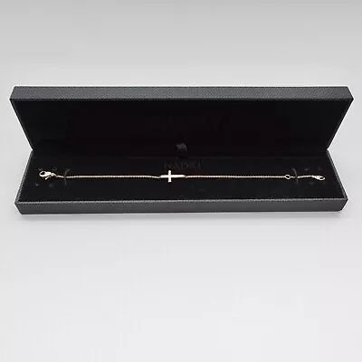 NADRI Bracelet Pave Crystal Floating Cross Charm Gold Tone Chain 7.5 Inches • $14.99