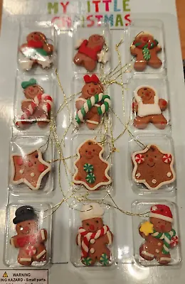 Set Of 12 Cute Mini Gingerbread Cookies Christmas Tree Ornaments 1.25  Inch • $8.99