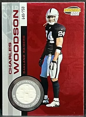 2001 Pacific Invincible Charles Woodson #180 Game Worn Jersey 648/750 Raiders • $14.99