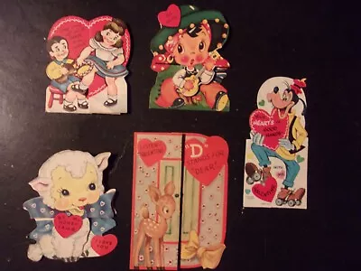 Lot Of 5 Vintage Valentines (USED) FOUR FOLDING & ONE WALT DISNEY • $8.95