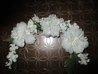 Vintage 1960-70's White Silk Flower Headpiece On Wire-11.5-nos • $12.50