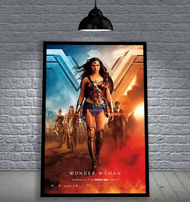 Wonder Woman 2017 Gal Gadot Dc Framed Movie Poster Print Cinema A1 & 60x40cm • $129.90