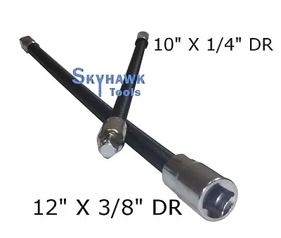 2pc Flexible Socket Extension 10  Long 1/4  And 12  Long 3/8  Socket Bar Ratchet • $15.99