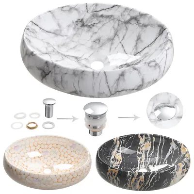 Bathroom Vanity Countertop Wash Basin Sink Ceramic Wash Bowl Marble Effect/Plain • £49.95