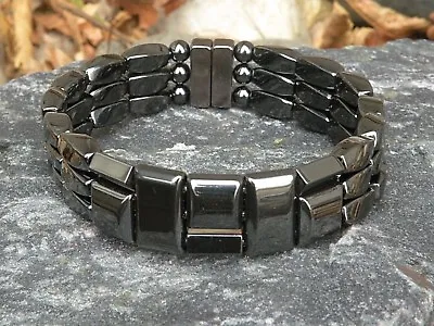 $54.99 • Buy 100% Black Therapy Magnetic Bracelet Anklet SUPER STRONG Clasp 3 Row Handmade