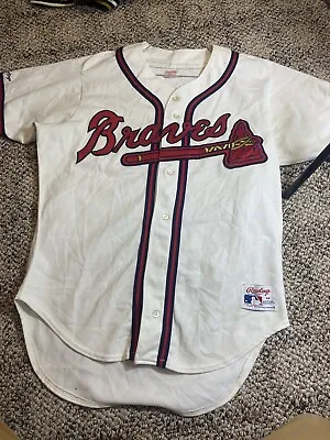 Vintage Authentic Rawlings Atlanta Braves 1980s 90s Rare White Jersey Sz 44 • $49.99