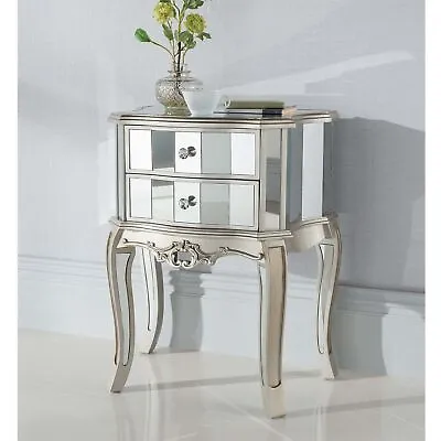 £129.99 • Buy Argente Mirrored Antique French Style Bedside Table With 2 Drawers