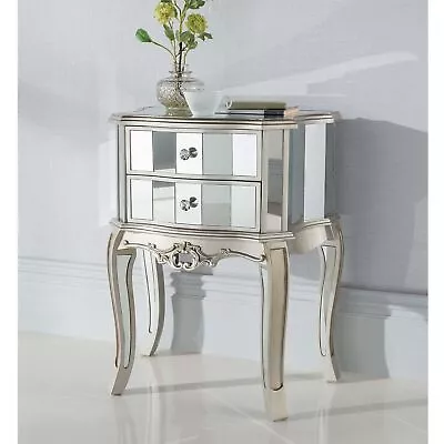 £129.99 • Buy Argente Mirrored Antique French Style Bedside Table With 2 Drawers