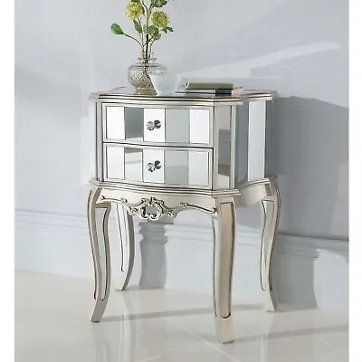 Argente Mirrored Antique French Style Bedside Table With 2 Drawers • £134.99