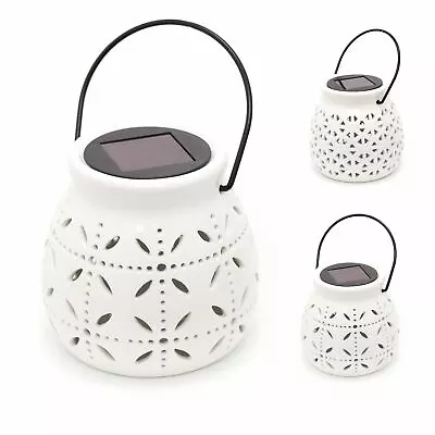 LED Ceramic Solar Powered Garden Lantern | Hanging Lantern Garden Solar Light • £11.99