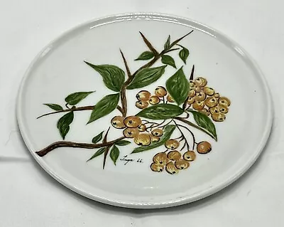 Vintage Hand Painted Yellow Flowers Small Plate - Signed Inga 66 5 1/4” Diameter • $12.99