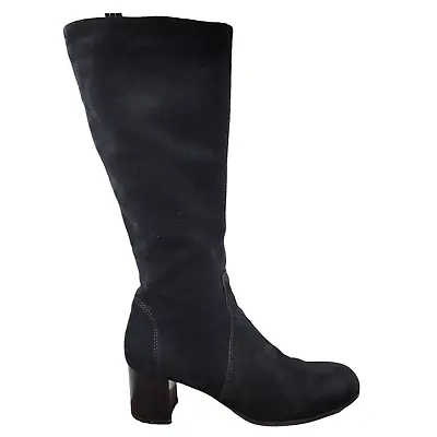 La Canadienne Jennifer Knee High Boots Women's 8.5M Black Suede Zip Block Heel • $94.99