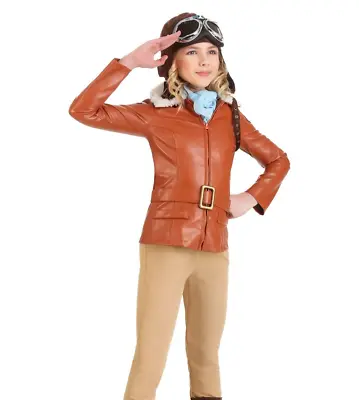 Girl's Deluxe Amelia Earhart Airplane Flight Pilot Uniform Costume SIZE M (NEW) • $47.99