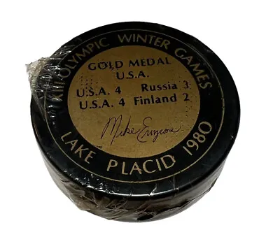 NOS Lake Placid Miracle Ice 1980 Olympic Mike Eruzione USA Russia HOCKEY PUCK • $100