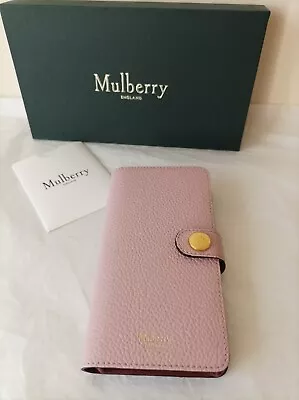 Mulberry IPhone X Pink Leather Phone Folio Case Card Slots In Gift Box BNIB NEW • £99