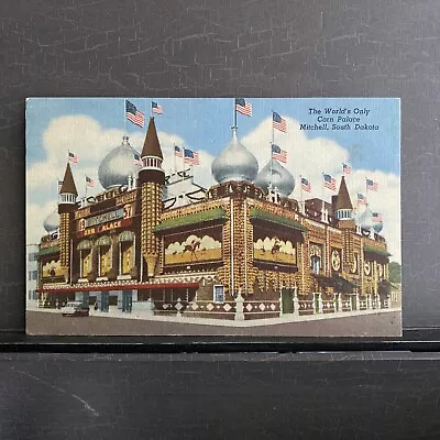  Worlds Only Corn Palace  Mitchell South Dakota SD Vintage Linen Postcard • $5.50