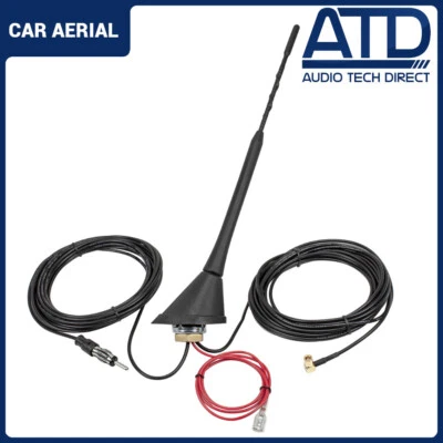 Antenna Roof Mount DAB FM Bee Sting Universal Amplified SMB ISO Car Aerial 2in1 • £49.99