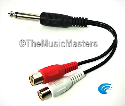 6  Inch 1/4  Male Mono Plug To Dual RCA Jacks (F) Premium Audio Cable Wire VWLTW • $7.89