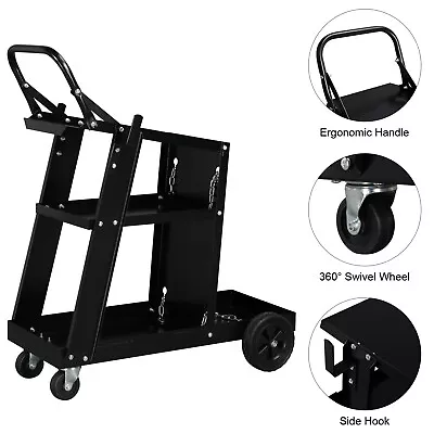 Welder Welding Cart 3-Tier Plasma Cutter MIG TIG ARC Storage Tanks Wheels 150LBS • $56.99