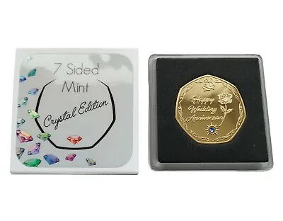 £7.64 • Buy 45th / 65th Sapphire Wedding Anniversary - Gold Plated Commemorative Coin / Gift