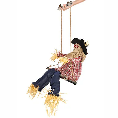  Scarecrow Halloween Decoration On Swing Party Animated Lights Sound Moving 40cm • £19.99