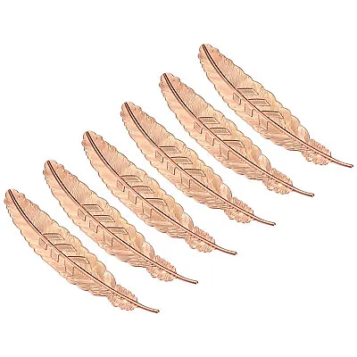 6pcs Metal Feather Bookmarks Book Marks Page Markers For Book Lovers Rose Gold • $8.21