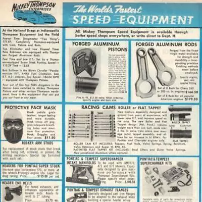 Mickey Thompson Enterprises Vintage 1961 Vintage Print Ad Car Auto Racing Parts  • $12.25