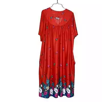 Anthony Richards VINTAGE Red Abstract Floral Print Moomoo House Dress Size 1X • $25