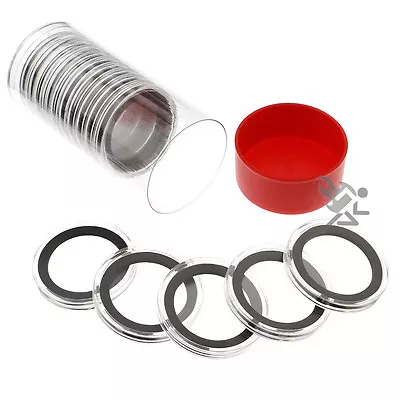 1.5oz Canadian Coin Holders Red Capsule Tube & 15 Air-Tite X38mm Black Rings • $29.95