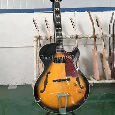 Custom 6-Strings Sunburst Electric Guitar Hollow Body P90 Pickups Mahogany Body • $278