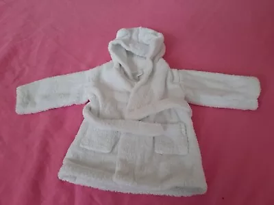 The Little White Company Baby Bath Robe Dressing Gown 0-6 Months White • £5
