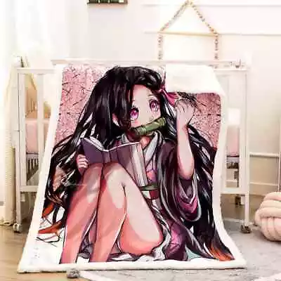 Beautiful Girl Cherry Blossom 3D Warm Plush Fleece Blanket Picnic Sofa Couch • $57.16