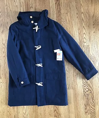 New With Tags Men’s XL Navy Blue Wool Peacoat Hooded Toggle Buttons OldNavy Coat • $45.99