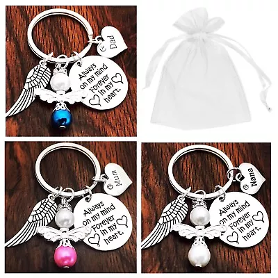 In Loving Memory Gift Always On My Mind Angel Keyring Mum Dad Daughtergifts • £3.95