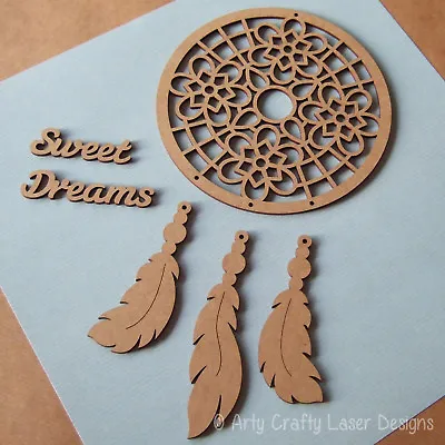 MDF Dream Catcher Craft Blank Make Your Own Flower Sweet Dreams Design • £4.45