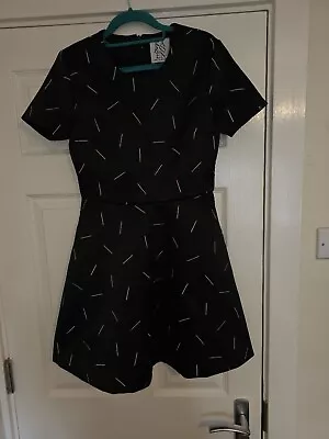 Size Medium Zoe Karssen Matchstick Print Fit And Flare Dress • £10