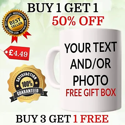 £7.99 • Buy Personalised Mug Custom Image Photo Text Design Valentines Name Birthday Gift
