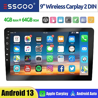 4+64G Android 13 Double 2 DIN 9  Car Stereo Radio IPS CarPlay GPS Wifi Head Unit • $89.95
